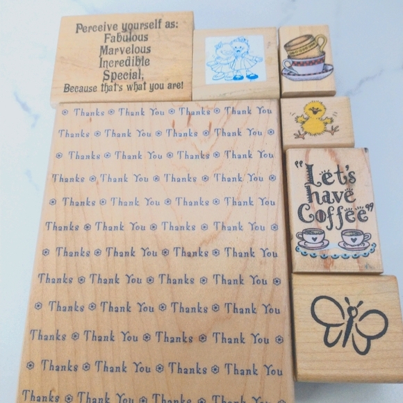 Other - GUC RUBBER STAMP LOT 10 STAMPS Thank you,butterfly